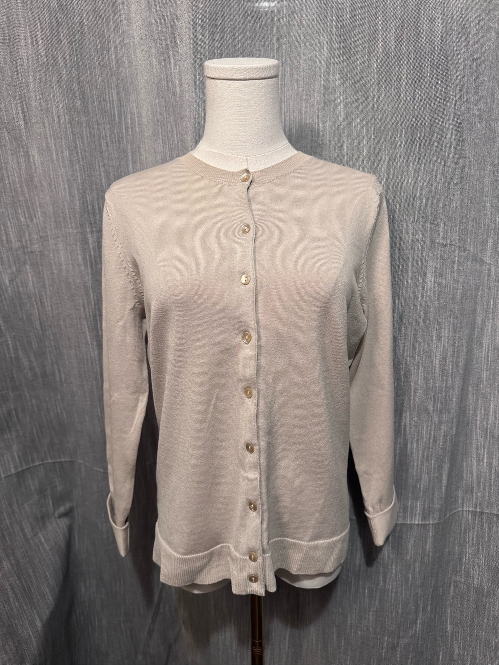 Charter Club Cream Button-Front Crewneck Cardigan
